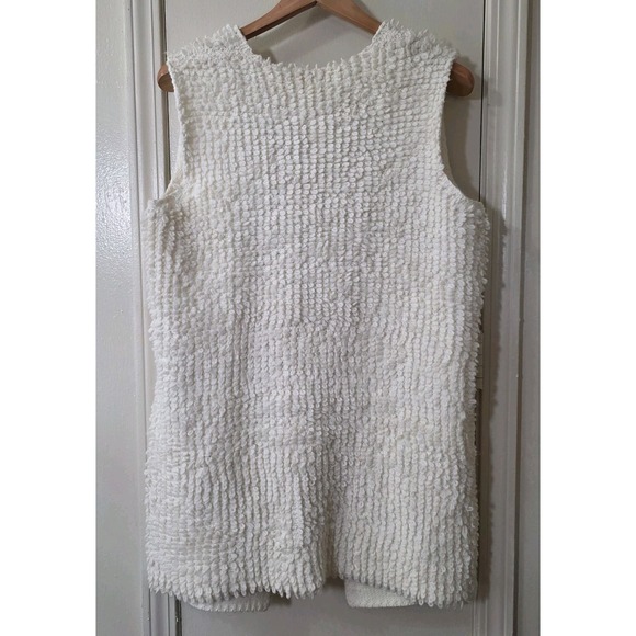 POL Open Front Cardigan Vest Sweater Ivory Chunky Tie Front Boho Size Medium - Picture 4 of 7